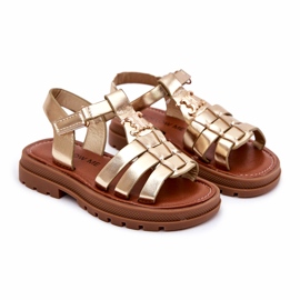 Sandálias de meninas com detalhes de ouro decorativos dourado 1