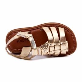 Sandálias de meninas com detalhes de ouro decorativos dourado 2