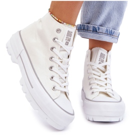 Tênis femininos na Big Star LL274156 Plataforma branca branco 4