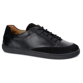 Sapatos masculinos descalços feitos de couro natural Olivier Reno Black 1