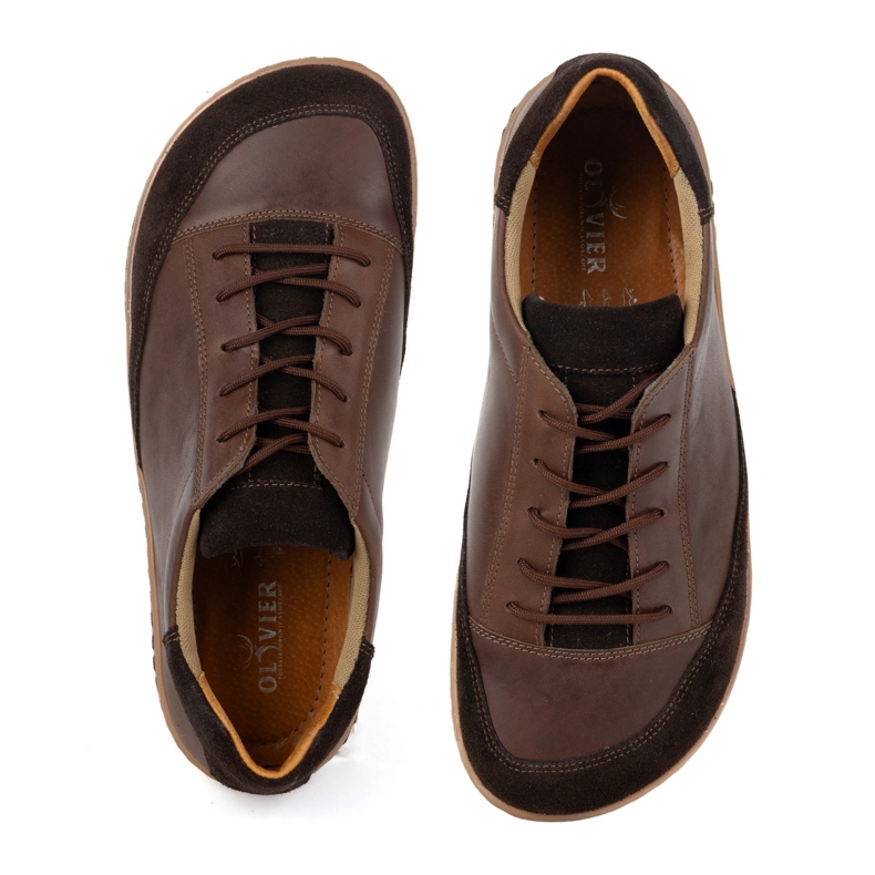 Olivier Polonês Sapatos Barefoot Men Leather Brown Reno marrom 2