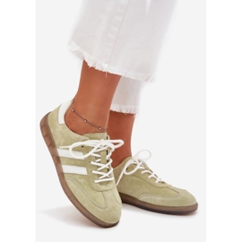 Boto Sneakers de couro baixo Ismina feminina verde 1