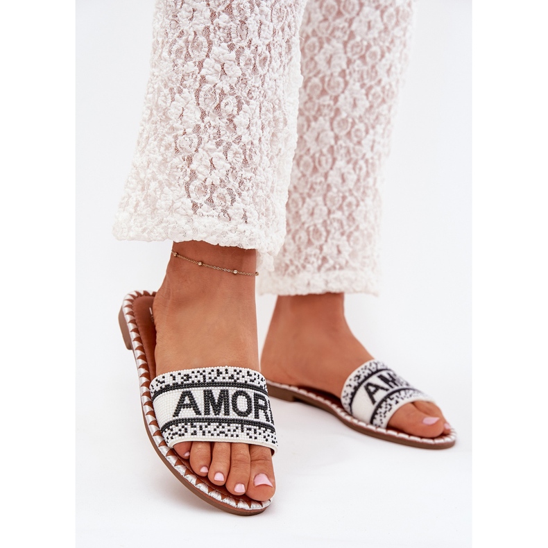 Boto Flipes femininos de grama plana com Avelina Avelina Decoration branco 2