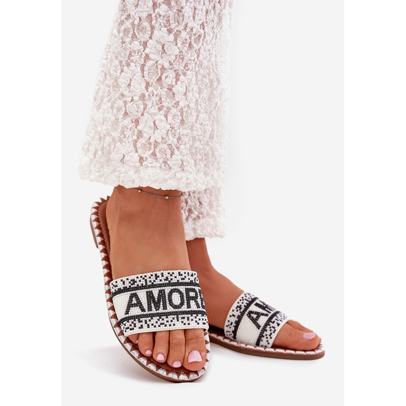 Boto Flipes femininos de grama plana com Avelina Avelina Decoration branco 1