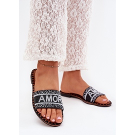 Boto Flipes femininos de grama plana com Avelina Avelina Decoration preto 2