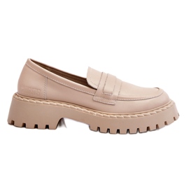 Big Star feminino ll274457 Mocassins de couro bege 4