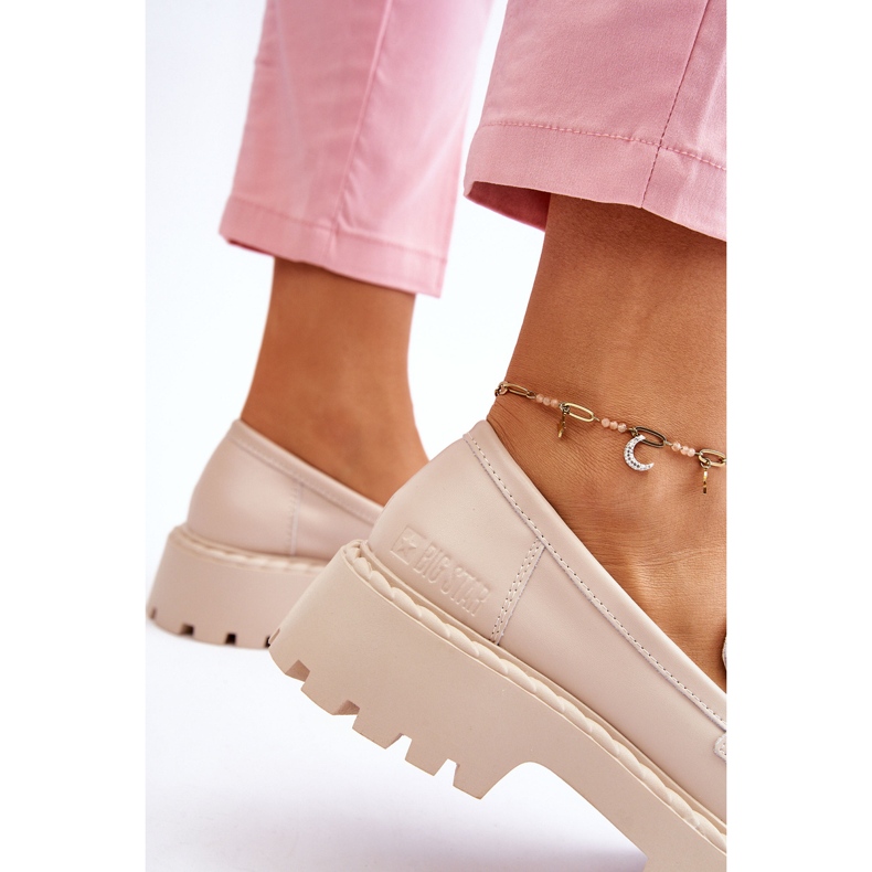 Big Star feminino ll274457 Mocassins de couro bege 3