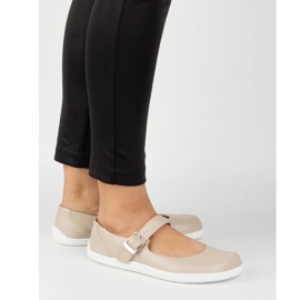 Barefoot Women's Ballerinas Olivier 1770pol Sapatos de couro com fivela bege 2