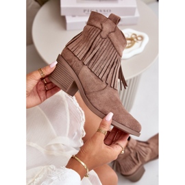 Botas marrons eco-elendas femininas com franjas s.barski hy42-127 bege 1 Botas marrons eco-elendas femininas com franjas s.barski hy42-127 bege 1