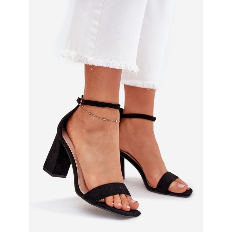 Boto Sandálias femininas no Eco Suede Post Black Elirae preto 1