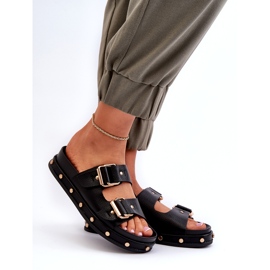 Chinelos femininos na plataforma Big Star NN274082 Black preto 1