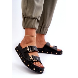 Chinelos femininos na plataforma Big Star NN274082 Black preto 2