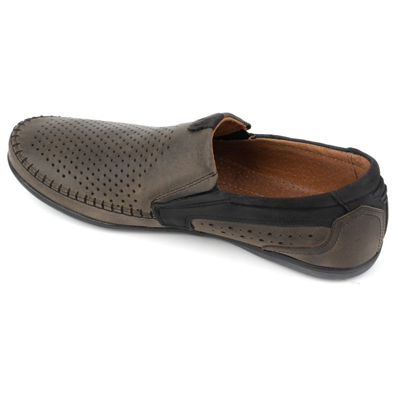 Olivier Mocassins masculinos de couro perfurado 0525 verde-oliva 4