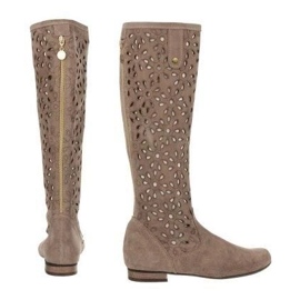 Olivier Botas femininas bege escuro com bordados 5