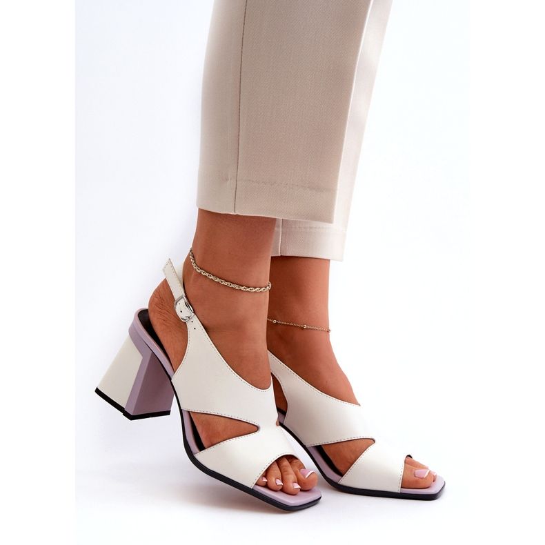 S.Barski Sandálias femininas de salto alto brancas D&amp;A MR38-153 branco 3