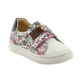 Sapatos de menina com flores Bartuś rosa marrom branco 1
