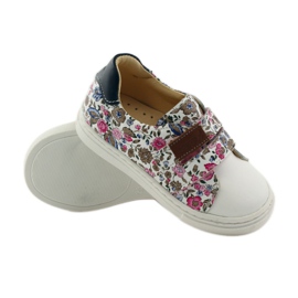 Sapatos de menina com flores Bartuś rosa marrom branco 3