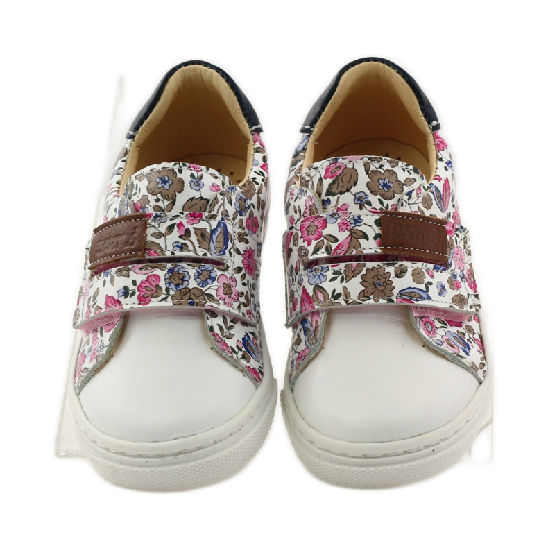 Sapatos de menina com flores Bartuś rosa marrom branco 4
