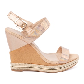 Shelvt Sandálias femininas em fatias em ouro rosa 2