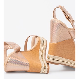 Shelvt Sandálias femininas em fatias em ouro rosa 1