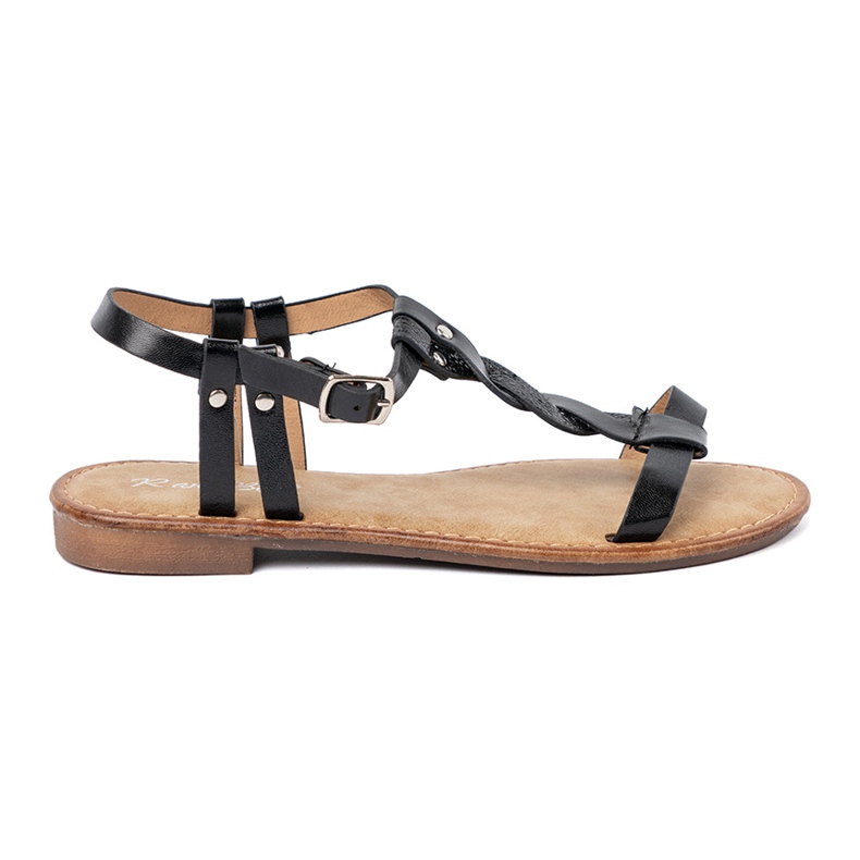 Shelvt Sandálias casuais com uma trança decorativa preto 1