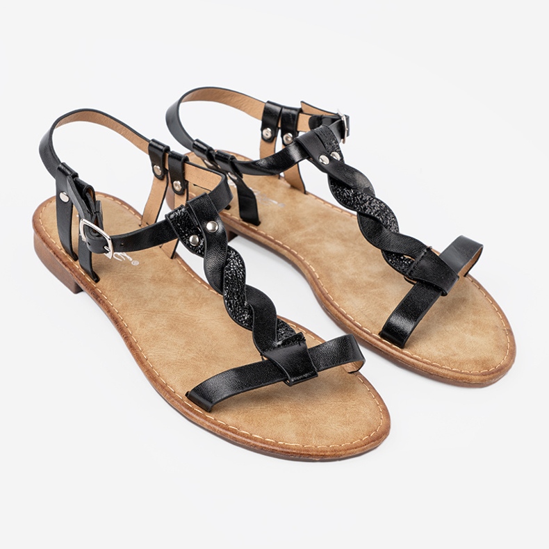 Shelvt Sandálias casuais com uma trança decorativa preto 2