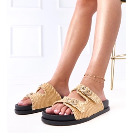 Flip -flops marrons com fivelas de Samele castanho 1