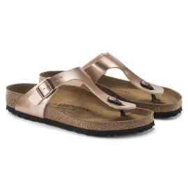 Flip feminino -Flops Birkenstock Gizeh BS 1023925 Golden Pink Metalic dourado 4