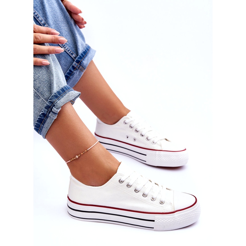 Tênis clássico com plataforma baixa branco Jazlyn 4