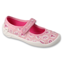 Chinelos infantis Befado com velcro, sola respirável, 114X547, rosa 1
