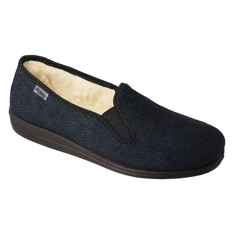Slippers masculinos de Befado PU 013M319 lã isolada preta preto 1