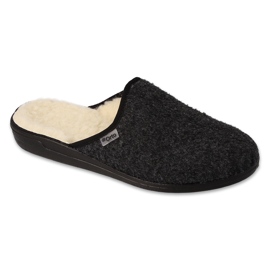 Slippers masculinos de Befado Black PU 000M326 Isolamento de lã cinza 1