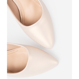 Sergio Leone Elegantes sapatos femininos de salto alto branco pérola 1