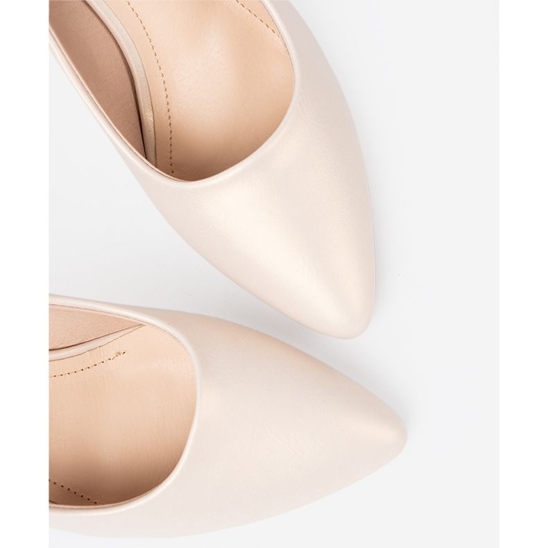 Sergio Leone Elegantes sapatos femininos de salto alto branco pérola 1