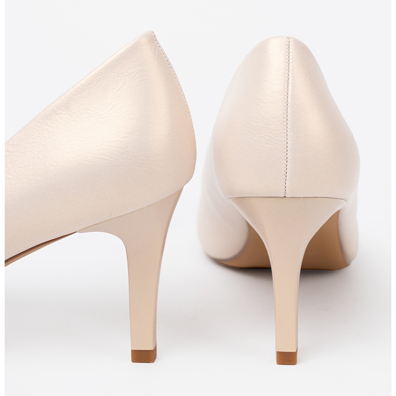 Sergio Leone Elegantes sapatos femininos de salto alto branco pérola 2