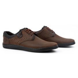 Polbut Sapatos casuais masculinos de couro 402H, marrom escuro castanho 3
