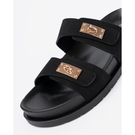 Shelvt Slippers na plataforma com detalhes dourados preto 1