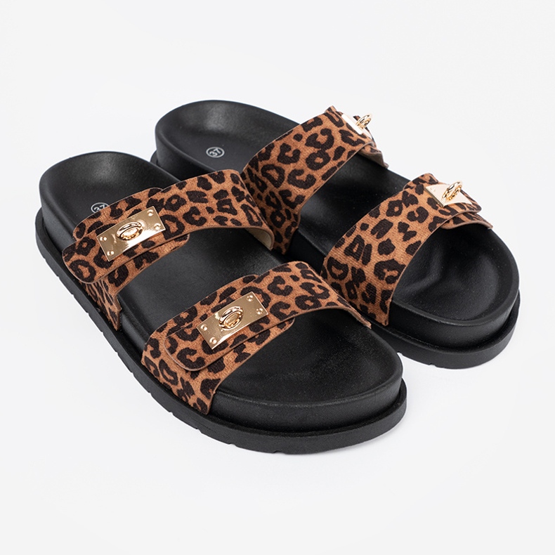 Shelvt Chinelos de leopardo feminino 2