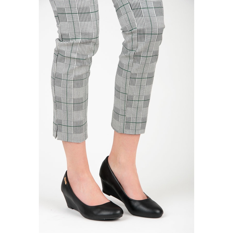 Super Me bombas de cunha preta preto 2