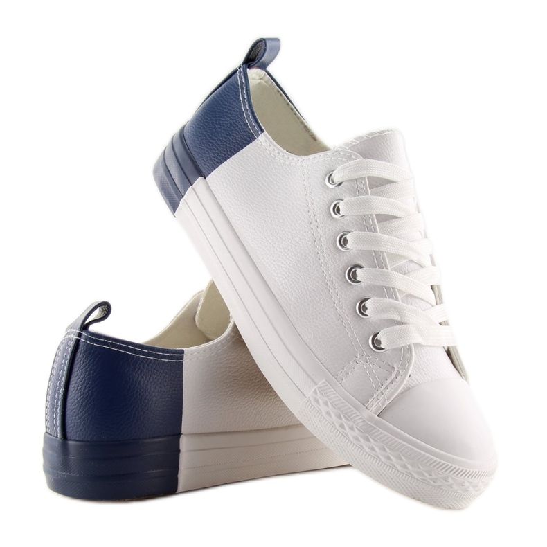 Tênis branco bicolor BK378 WHITE / D.BLUE 1