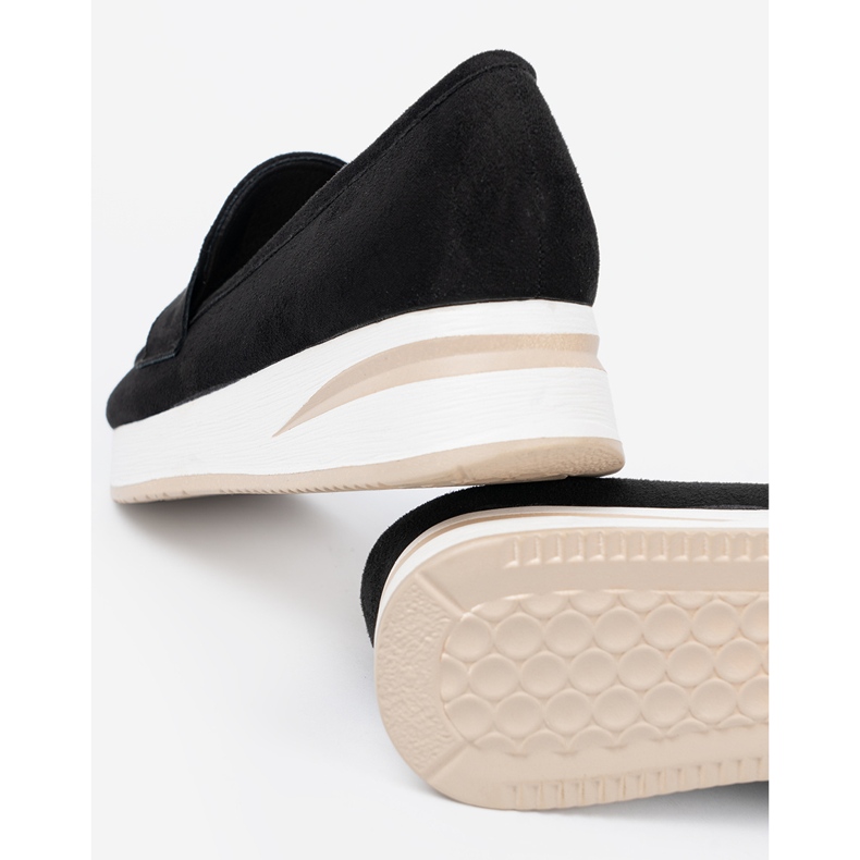 Shelvt Mocassins pretos em plataforma de camurça 2