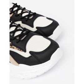 Shelvt Tênis femininos pretos e bege em uma sola grossa 1