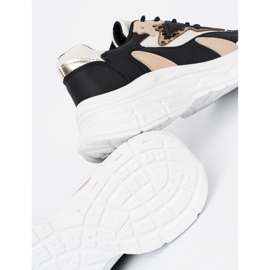 Shelvt Tênis femininos pretos e bege em uma sola grossa 2