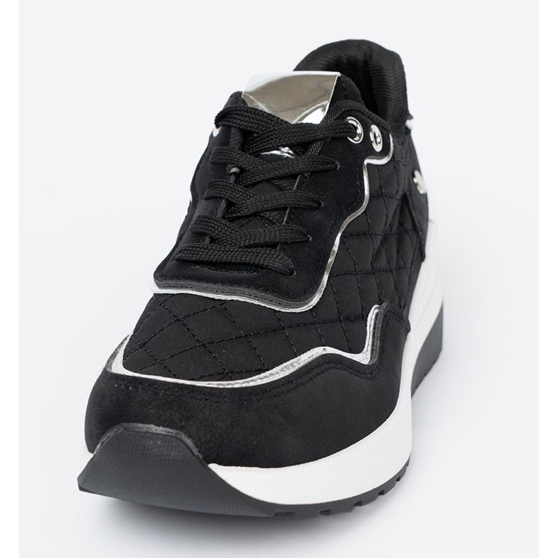 Shelvt Tênis de cunha femininos negros preto 1