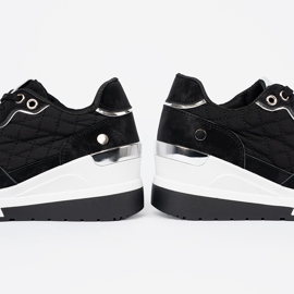 Shelvt Tênis de cunha femininos negros preto 2