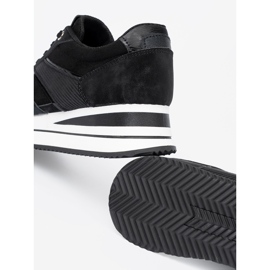 Shelvt Tênis negros modernos com inserções brilhantes preto 1