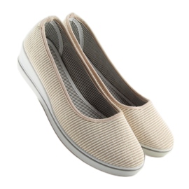 Gold c21v bailarinas de cunha de ouro marrom amarelo 1