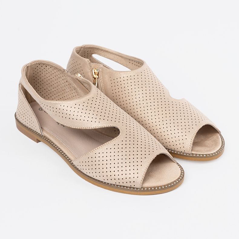 Goodin Sandálias douradas em uma sola plana dourado 1