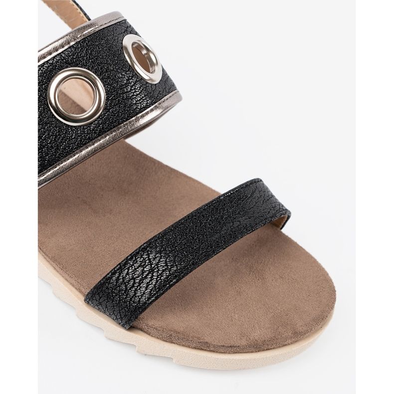 Shelvt Sandálias pretas com rodas de metal decorativas preto 1