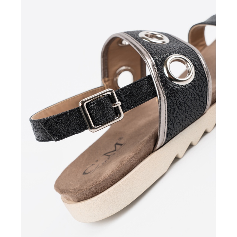 Shelvt Sandálias pretas com rodas de metal decorativas preto 2